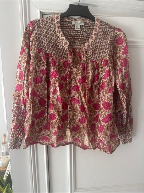 Rachel Zoe Tops - Rachel Zoe Floral Peasant Blouse in Pink and Cream